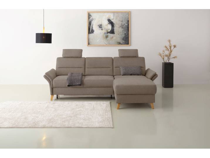 Ecksofa OTTO HOME Westerland L-Form , grau (taupe), B:252cm H:90cm T:162cm, 98% Polyester 2% Polyamid, Sofas, Ecksofa, Federkern-Polsterung, wahlweise mit Schlaffunktion, Bettkasten