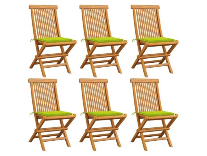 KQWQERT Klappstühle, 6 Stück, Massivholz Teakholz, Gartenstühle, Grün Platzsparend klappbar, Inklusive weicher Sitzpolster, Wetterbeständig