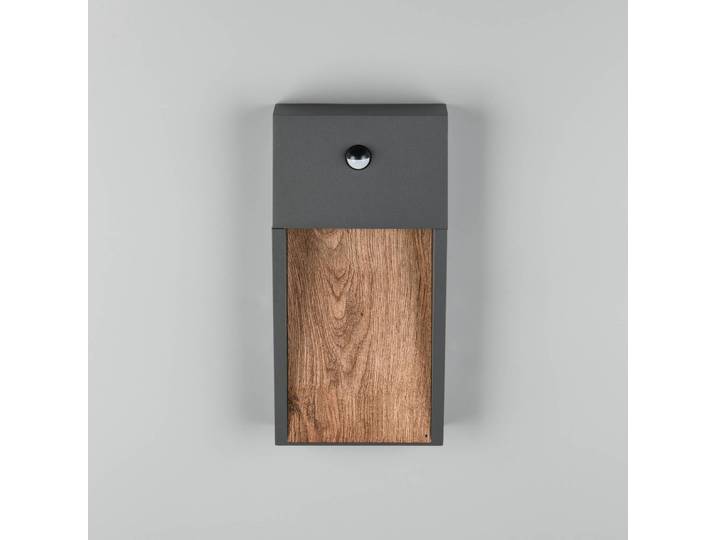 Trio Lighting Außenwandleuchte mit Bewegungsmelder SALMON, Holz hell, Aluminium, Modern, Wandlampe