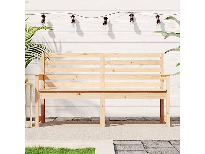 LPERTGFHU Gartenbank Massivholz Kiefer 159.5x48x91.5 cm Sitzbank Outdoor Rustikale Optik, Wetterfest mit Schutzhülle, Stabiler Lattenrost, Ergonomisch