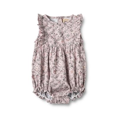 Blusenbody WHEAT "WHEAT Romper Emmaline", Mädchen, Gr. 92, rosa (lila checked flowers), 100% Baumwolle (Bio), Bodys