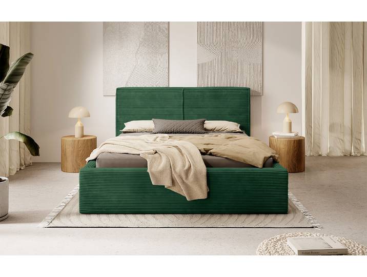lit capitonné Farese 180 x 200cm Velours côtelé Poppy Vert