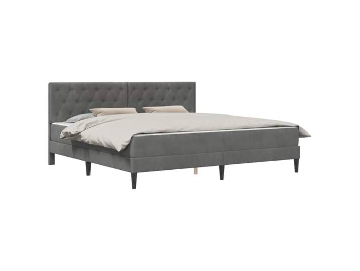 TUERYAFEK Bettgestell Mit Matratze Dunkelgrau 200x200 cm Samt Mit Stauraum, Sperrholzrahmen, Kunststoffbeine, Lattenrost, pflegeleicht
