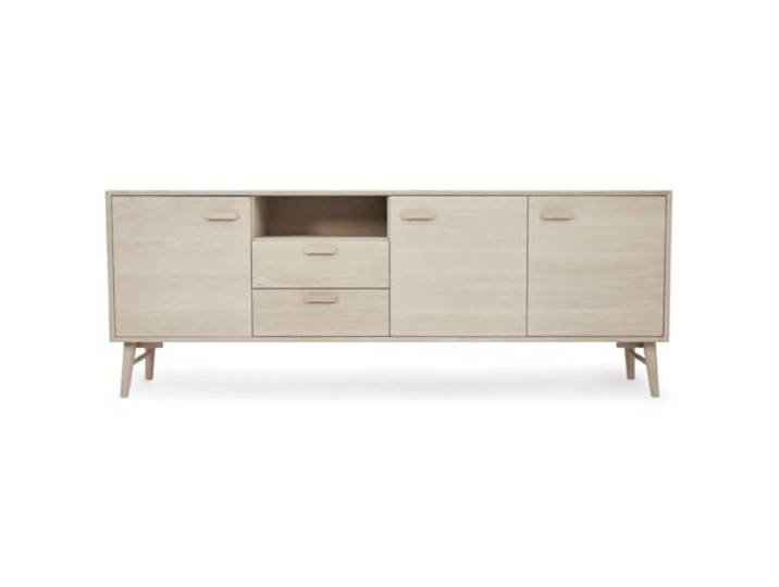 Furnhouse Ibbe Porto Design dressoir, commode met 3 deuren, 2 laden, massief eikenhout, 212 cm lang dressoir voor woonkamer, eetkamer, hal, kantoor