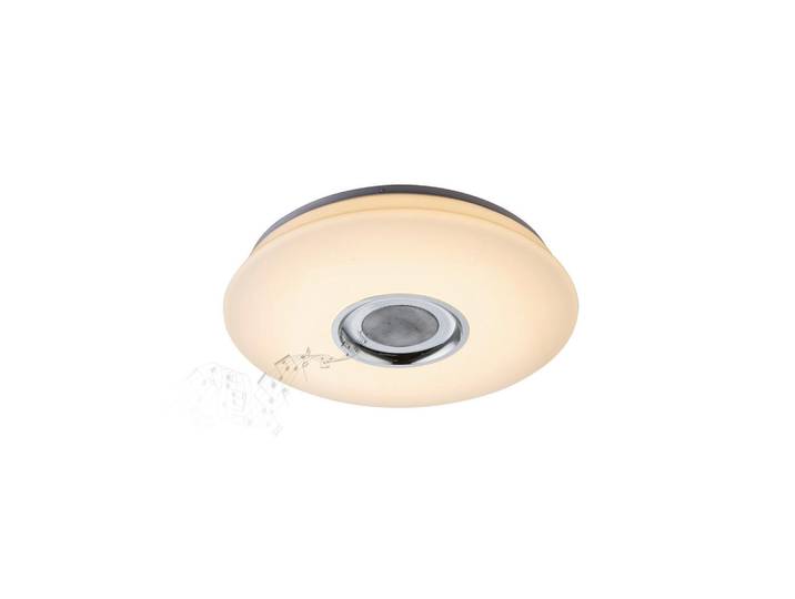 Globo Led-Deckenleuchte, Weiss, Kunststoff, rund, F, 7 cm, CE, Farbwechsler, Sternenhimmel, Farben fixierbar, Bluetooth-Lautsprecher, Farbtemperaturwechsler, Lampen & Leuchten, Innenbeleuchtung, Deckenlampe, Deckenlampen