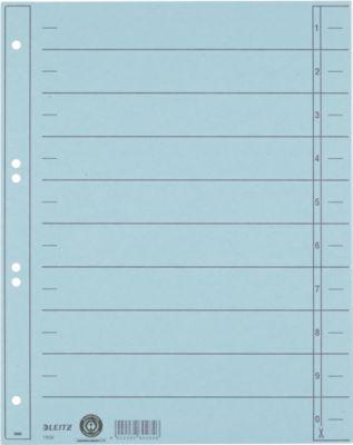 LEITZ® Trennblätter, DIN A4, Zahlen, 100 Stück, hellblau