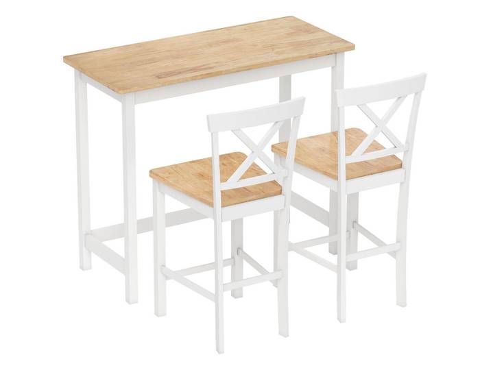 Homcom Bartisch Barhocker 2er Set Stehtisch mit Holzoptik Massivholz Esszimmer, Eichefarben, Echtholz,Kautschukholz, Rechteckig, eckig, 48x91x108 cm, Esszimmer, Barmöbel, Bartische