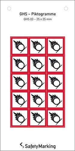 SafetyMarking 30.B1018 GHS-Gefahrenpiktogramm 03 Flamme über Kreis Folie selbstklebend (B x H) 25mm x 25mm 15St.