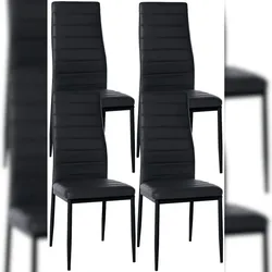 CLP 4er Set Esszimmerstühle Mayfair schwarz/Kunstleder