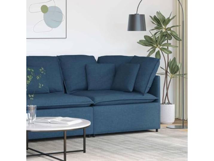 Modulares Sofa Eckmodul mit Kissen Blau 100 cm Stoffpolsterung, Schaumstofffüllung, Metallrahmen, Textilene-Sitzflächen, erweiterbares Modulsystem