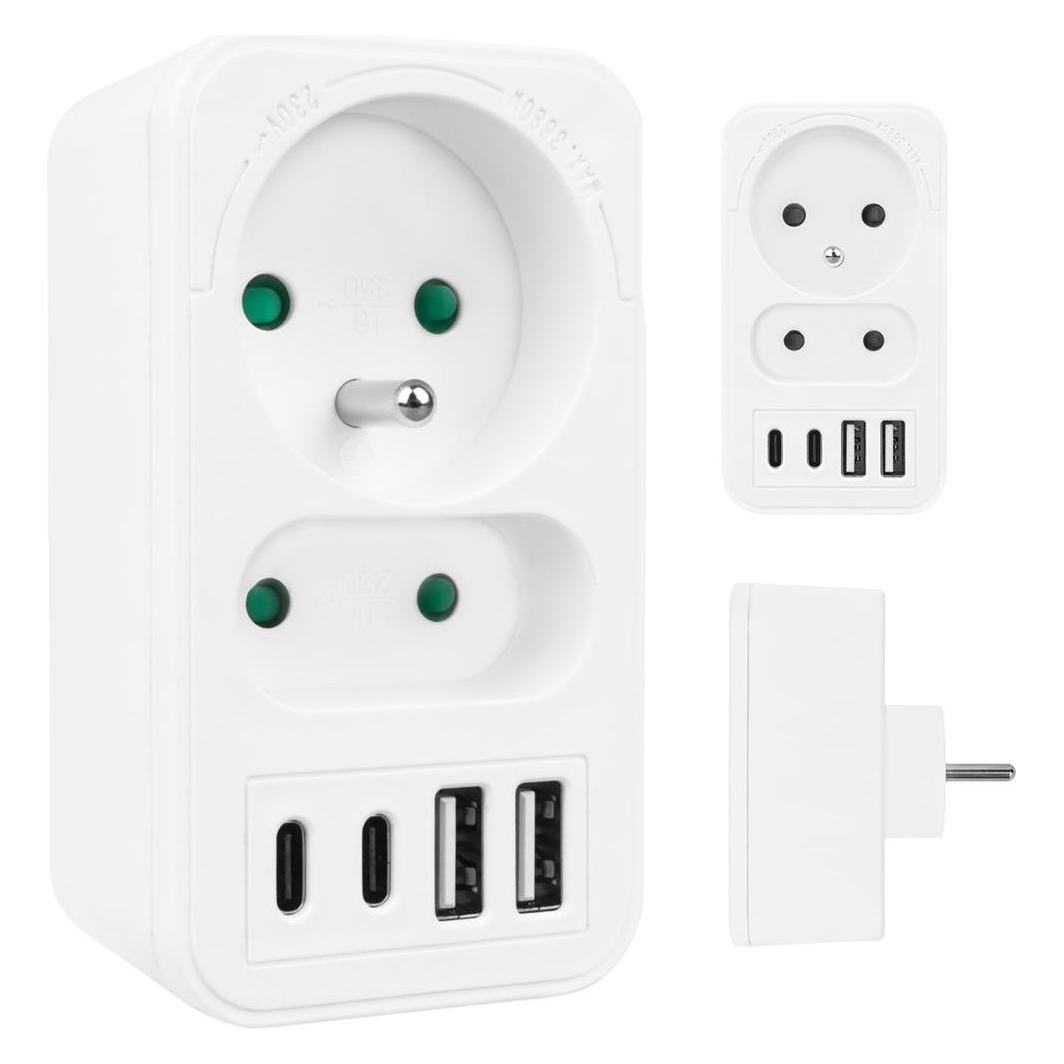 Maclean 2x STROMSTECKDOSE + 4x USB MCE249 F/W (MCE249 F/W)