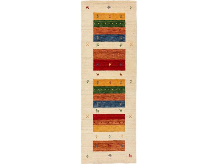 Tapis de couloir en laine multicouleur/beige 80x250