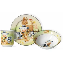 Ritzenhoff & Breker Tiere Kinderset Hoftiere, 3-tlg., Becher, Schale, Teller, Geschirr, Kinder, Porzellan, 428308