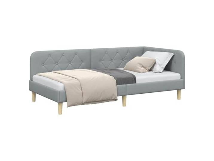 KTHLBRH Eckbettrahmen hellgrau 90 x 200 cm Bezug aus Polyester, wendbare Armlehnen, platzsparendes Schlafsofa
