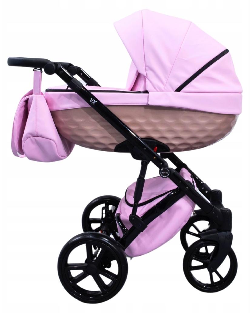 Mommo Vx 3-in-1 Kombikinderwagen Schwarz Kunstleder mit Babyschale
