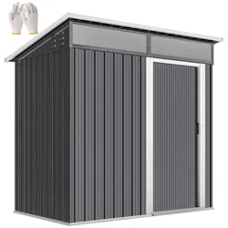 Outsunny Metall Gerätehaus 1,9m2 195x122x182cm Geräteschuppen mit Fundament