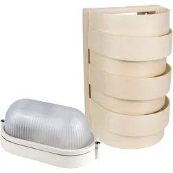 Sauna Beleuchtung Set Lampenschirm Sawo V-L028 aus Birke mit E27 IP54 Saunalampe und 5m Silikonkabel SiHF