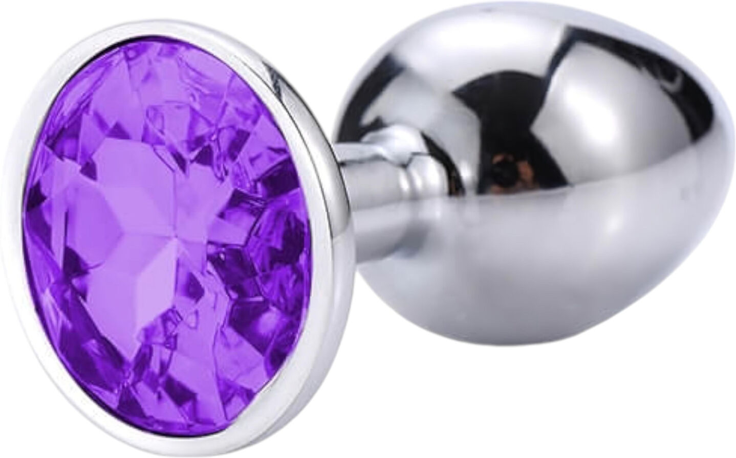 Sunfo - Silver Anal Plug with Purple Gem