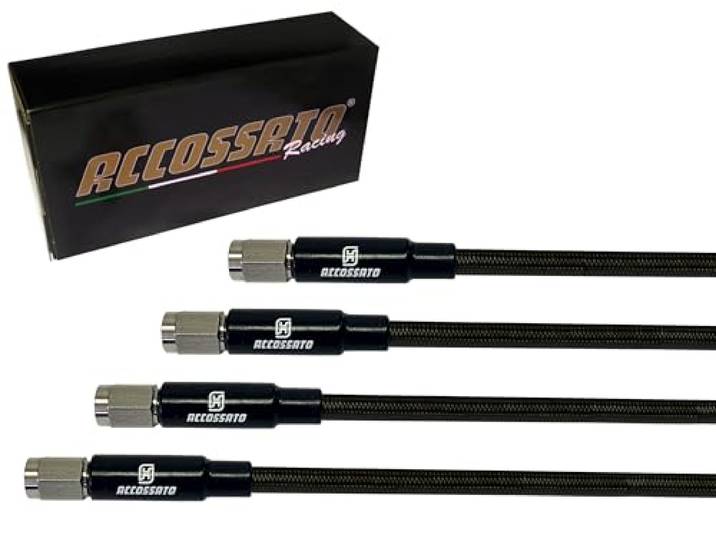 Geflochtene Schläuche Accossato Schwarz Carbon für Rover 420 Tourer Series 1 2.0 Rear Discs 1994-1996, Anzahl der Schläuche: 4