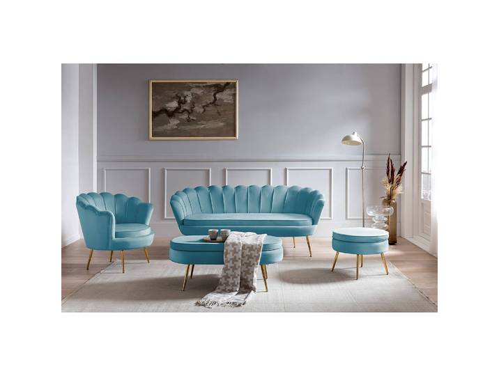 Sessel Ralemo Blau/Aqua Samt 76 x 78 x 76cm