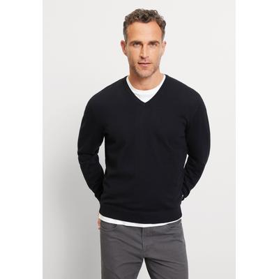 Strickpullover OLYMP "OLYMP Casual Strick, Pullover", Herren, Gr. L, schwarz, 100% Schurwolle, Pullover Strickpullover