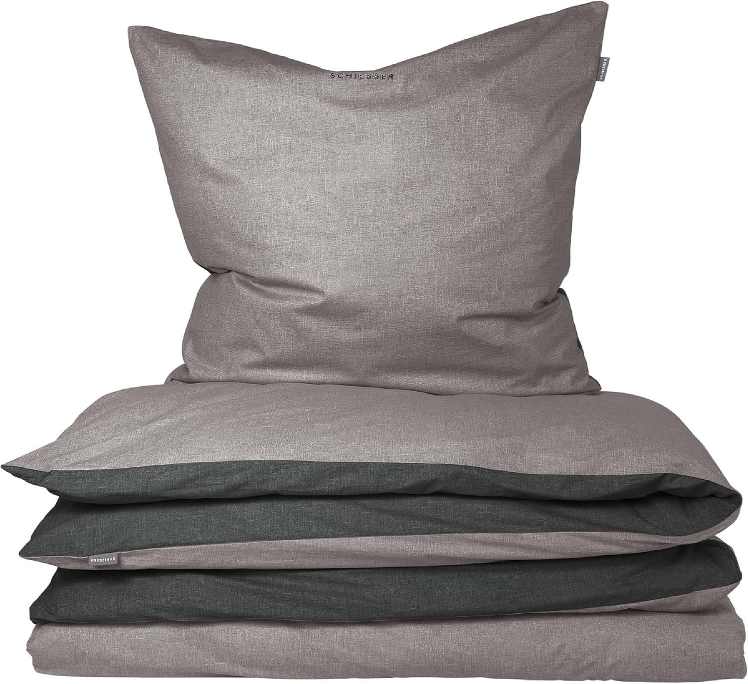 Schiesser Beddengoed Set 2-Delig Katoen Renforcé Grijs/Zwart 135x200 cm