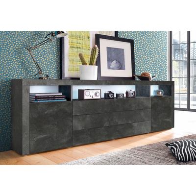Sideboard BORCHARDT MÖBEL "Santa Fé, Kommode 200 cm breit", grau (schiefer), B:200cm H:72cm T:35cm, Holzwerkstoff, Sideboards, Sideboard, Breite 200 cm