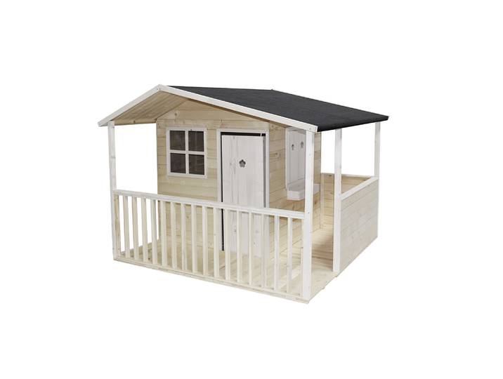 Maison cottage couleur en bois avec terrasse couverte traitée pour enfant