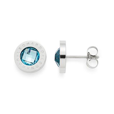 Paar Ohrstecker LEONARDO "Matrix", bunt (edelstahlfarben, hellblau, hellblau), Ohrringe, Damen, 10mm, Edelstahl, mit Glassteinen