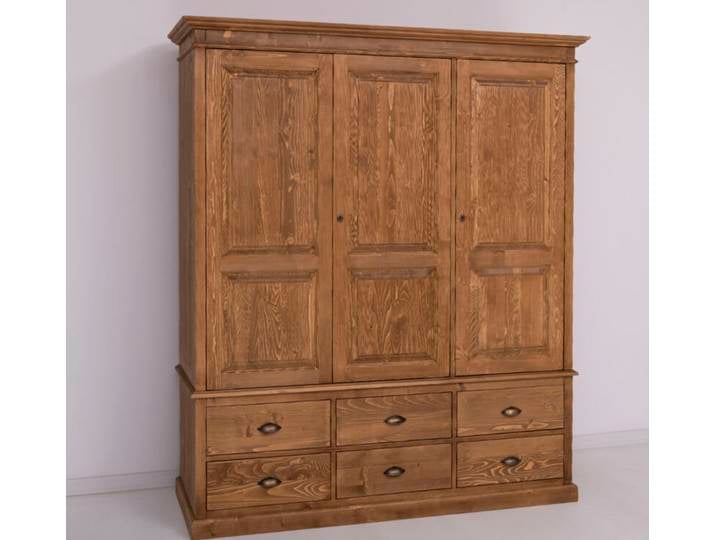 Landhaus Kleiderschrank mit Schubladen, Massivholz gewachst