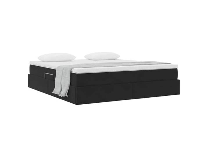 KTHLBRH Boxspringbett 180 x 200 cm mit Matratze Schwarz Samt Hydraulisches Heben, Metallgestell, großer Behälter, mittlere Festigkeit
