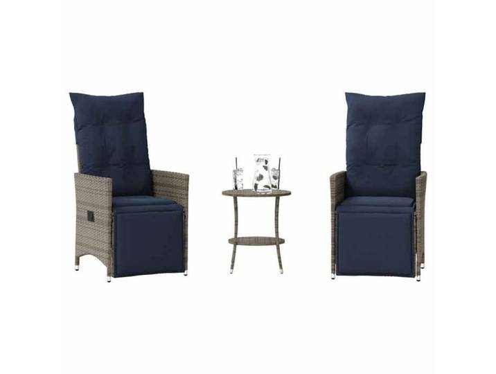 Gris Meuble de jardin - VIDAXL - Ensemble bistro 3 pièces avec coussins en polyrotin gris m4964