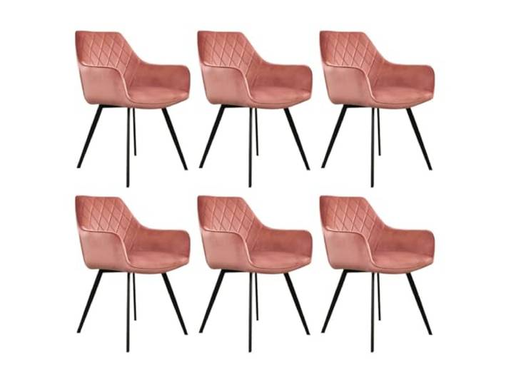 SET van 6 Kick eetkamerstoel Karl Velvet - Roze