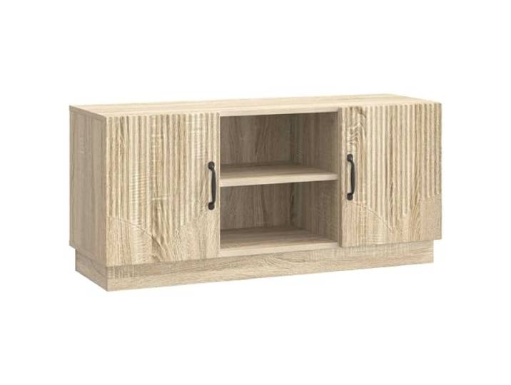 KGFHERENB TV Lowboard Sonoma-Eiche 102x34,5x47 cm TV-Schrank Modernes Lowboard in Sonoma-Eiche Optik fuer Schlafzimmer und Wohnzimmer mit viel Stauraum und 2 Schwenktueren.