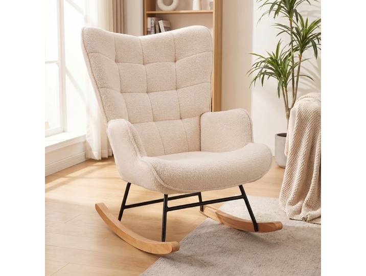 Fauteuil à Bascule Rocking Chair Fauteuil Allaitement Chaise à Bascule Moderne pour Chambre d'Enfant Chambre à Coucher Salon