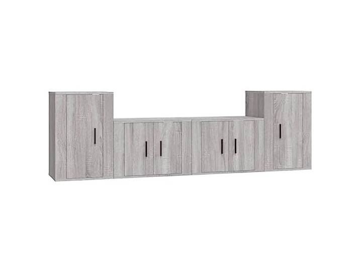 hliofuir 4-TLG. TV-Schrank Set Wandmontage Hängend Grau Sonoma Schwebende Medienkonsole für Schlafzimmer und Wohnbereich mit flexibler Anordnung und praktischer Aufbewahrung.