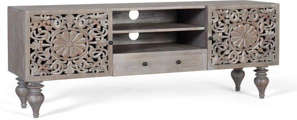 Pharao24.de TV Sideboard Fernsehschrank im Vintage Look in Grau