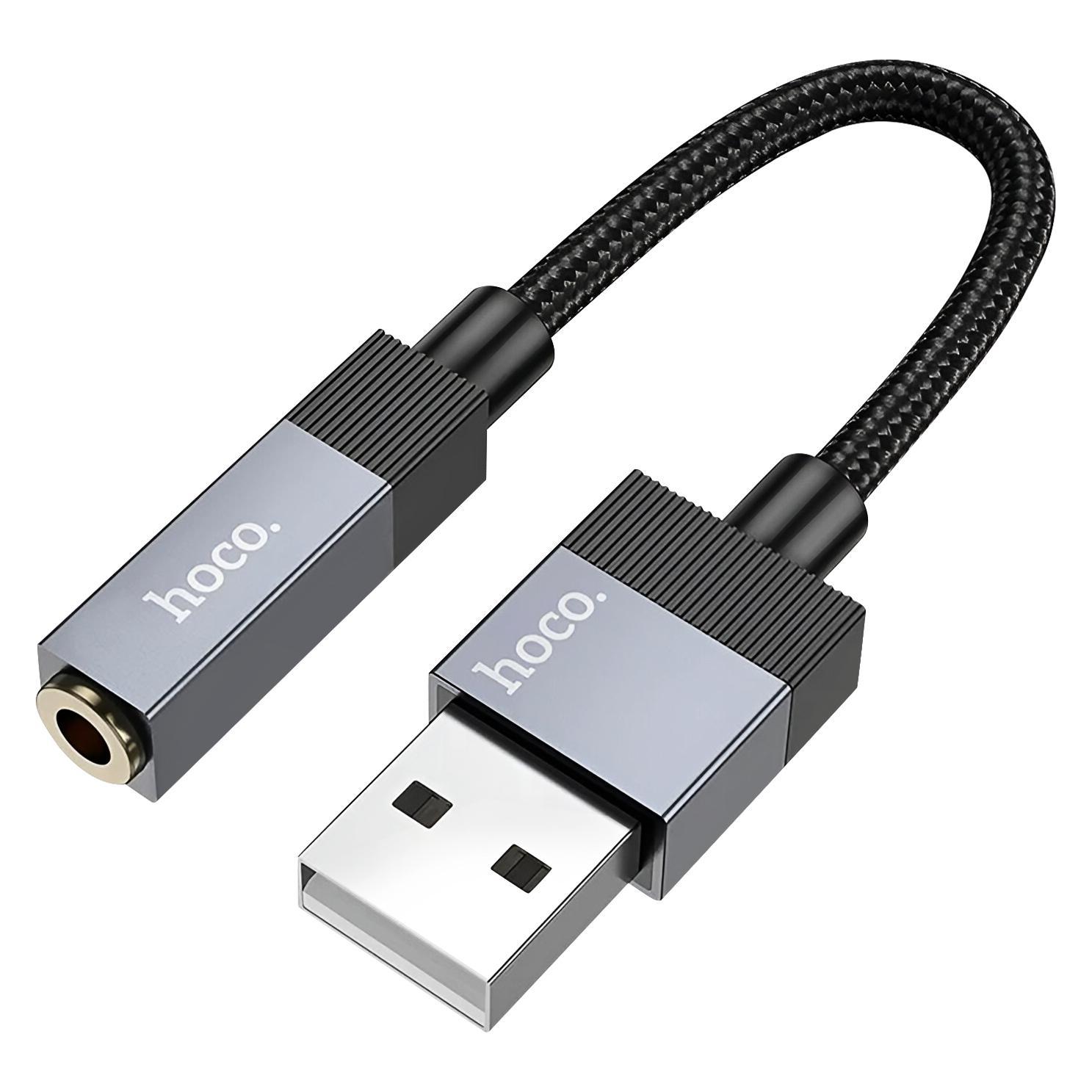Hoco Cable Adapter AUX USB A (male) to Jack 3,5 mm (female) UPA32D black (Klinkenadapter) (UPA-32D)