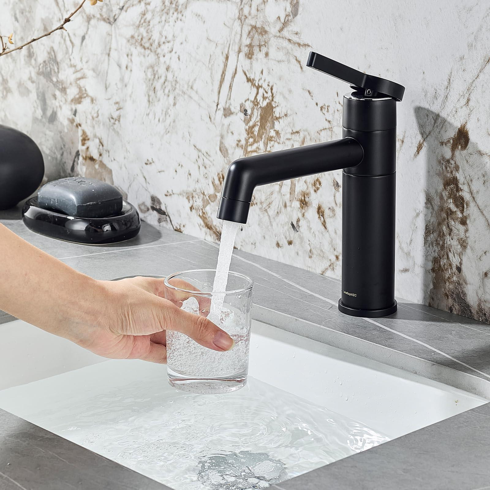 Dripio Wasbakmengkraan met draaibare uitloop, spuitfunctie en waterbesparende technologie, zwart