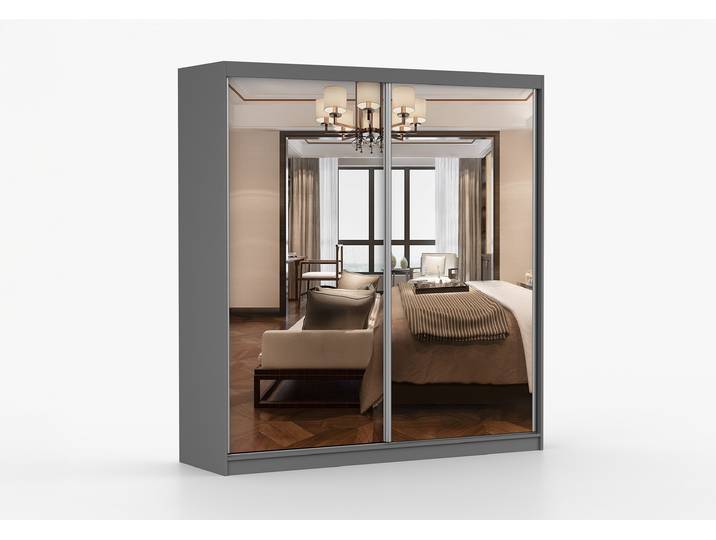 Schwebetürenschrank MULTI 20 203 cm Grau Spiegel