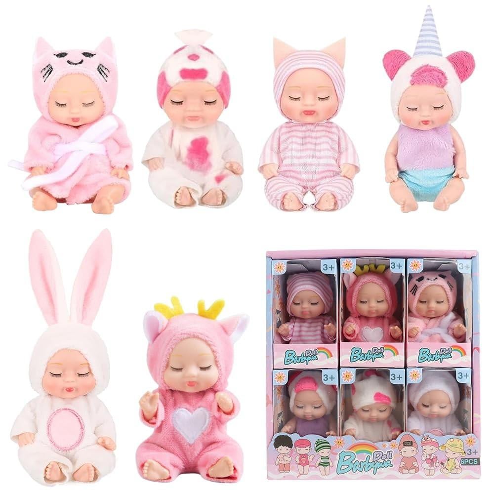Set van 6 Mini Baby Dolls met kleding voor kinderen