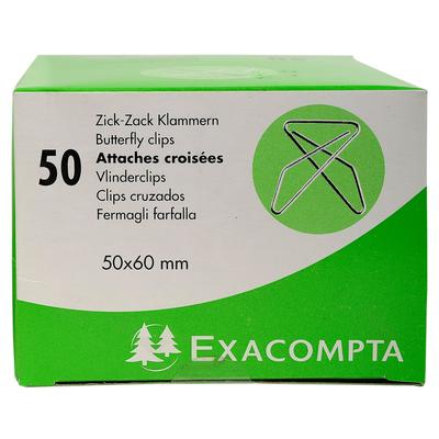 Exacompta 14766E 20x Box mit 50er Zick-Zack Büroklammern - 50x60mm - Silber