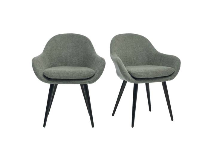 Fauteuil de table en tissu sauge (x2)