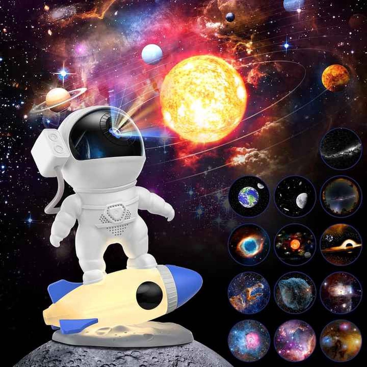 Astronaut Galaxy Sterrenhemel Projector Planetarium met 13-in-1 sterrenstelsel effecten en afstandsbediening - Wit