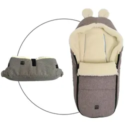 Kaiser Winterfußsack HOODY MAUS WOOL Bundle inkl. Handwärmer, natur