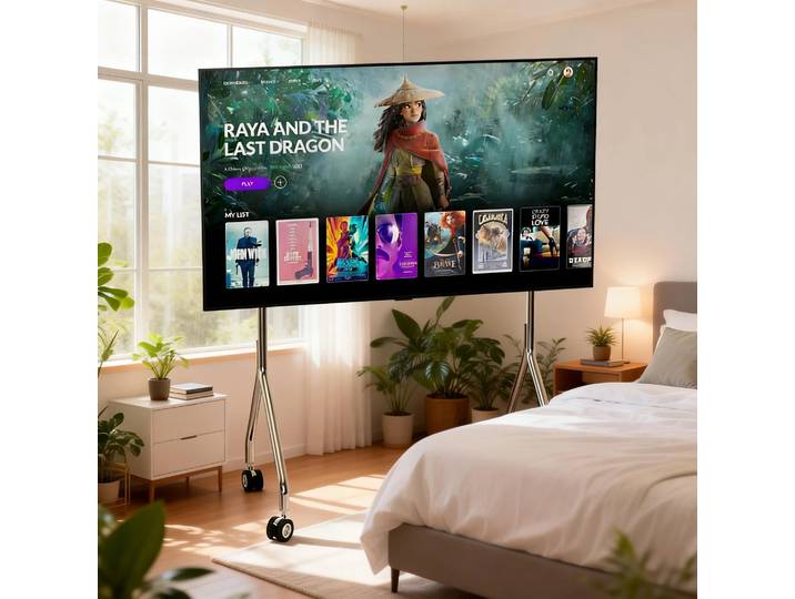 Meuble TV Mobile Simple pour la maison, chariot roulant multifonctionnel en acier inoxydable avec rangement pour salon, chambre à coucher, bureau, petit espace