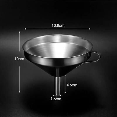 Inspire Essentials Wide Mouth Stainless Steel Funnel With Detachable Filter Oil Strainer a