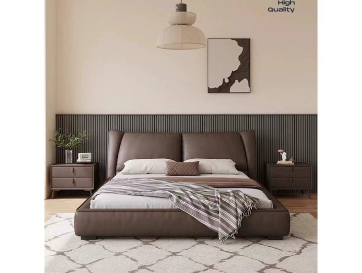 Lit en cuir de luxe italien 180x200cm, chambre principale, sac souple nordique, lit Double King Size, cadres modernes, meubles de tête de lit
