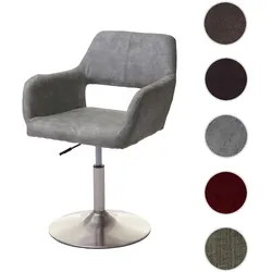 Einzelst�ck | Esszimmerstuhl HWC-A50 III, Stuhl Küchenstuhl, Retro 50er Jahre, Stoff/Textil ~ vintage hellgrau, Fuß gebürstet
