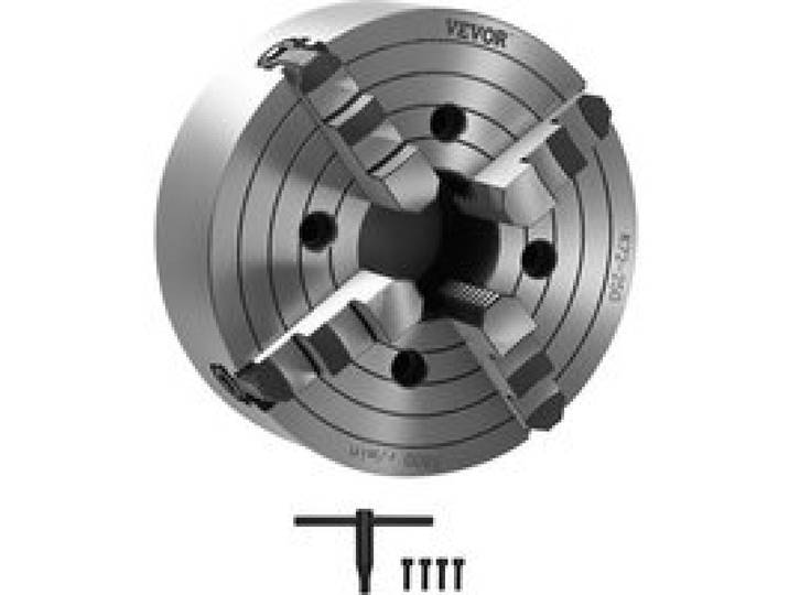 VEVOR 4-Backen-Drehfutter, 250 mm, Spannfutter, 15-250 mm Spannbereich mit T-Schlüssel-Befestigungsschrauben, umkehrbare Backen, HT300-Material, für Holz-Metall-Drehmaschine